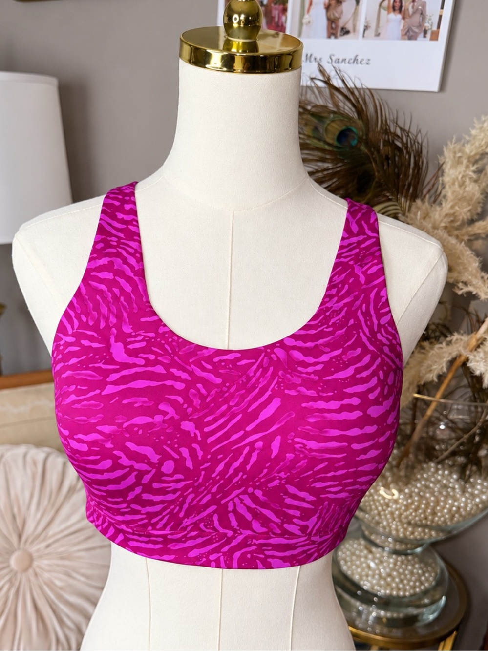 NWT Athleta Advance Printed Bra 34C Pink Animal Zebra Print
